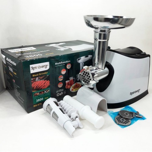 Електром'ясорубка з соковижималкою Rainberg RB-674 3000Вт, електром'ясорубка для шатківниці, потужна м'ясорубка