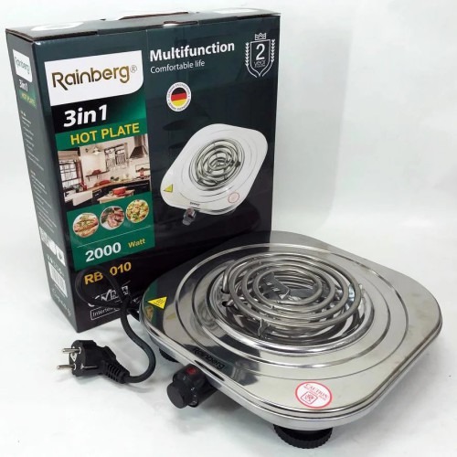 Электроплита Rainberg RB-010 спиральная, плита электрическая настольная Рейнберг 1 конфорка 2000 Вт