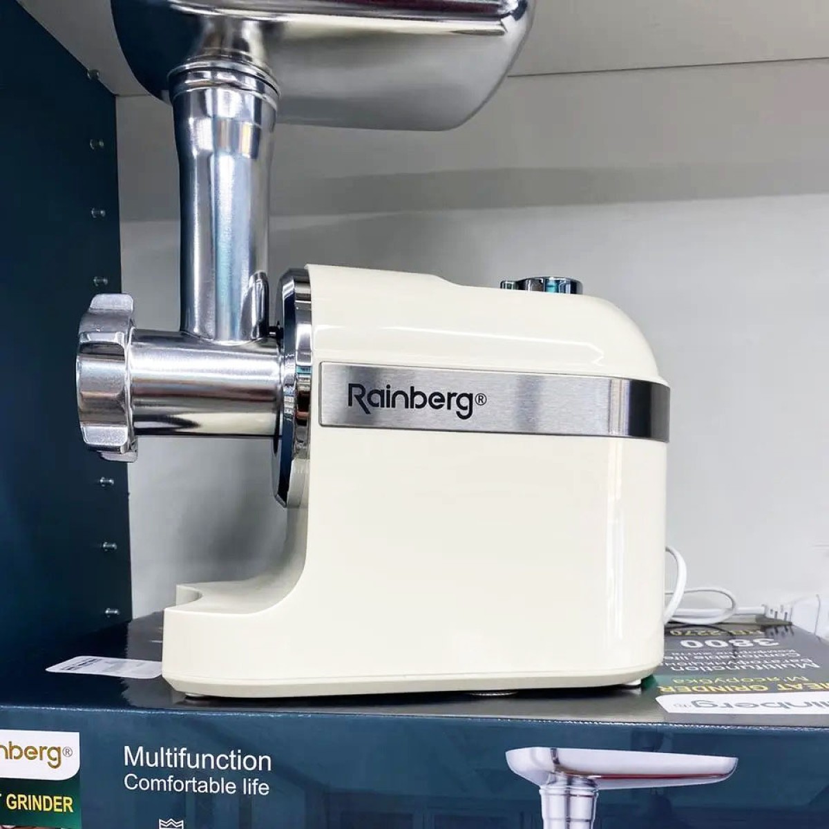 М'ясорубка Rainberg RB-2270 з реверсом та насадками для шатківниці та ковбас 3800W White (арт. 25208)