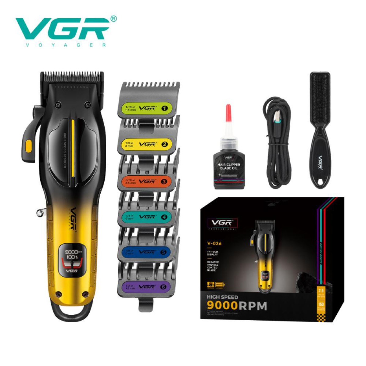 Акумуляторна машинка для стрижки VGR V-026 GOLD. Колір: золотий (арт. 23309)