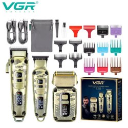 Набор для стрижки волос и бороды с насадками 3в1 VGR V-642 Аккумуляторная машинка с триммером и шейвером