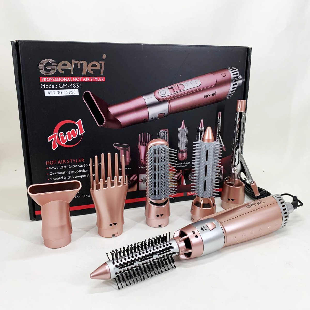 Щипцы фен для волос мультистайлер GEMEI GM-4831 7в1, классический фен для волос, мощный фен для волос (арт. 10766)