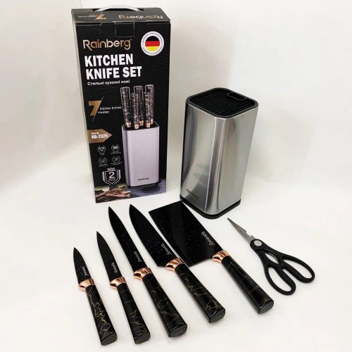 Набор ножей из нержавеющей стали с основанием Rainberg RB-2325 Black