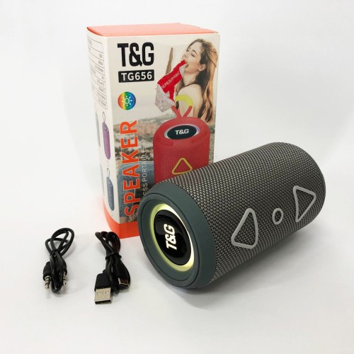 Bluetooth колонка портативна TG656 FM-радіо, Гучна блютуз колонка, Колонка для вечірки. Колір: сірий