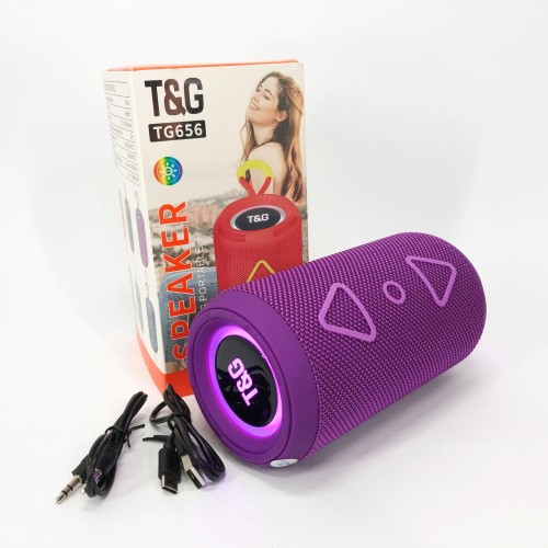 Bluetooth колонка портативная TG656 FM-радио, мощная переносная акустическая колонка. Цвет: фиолетовый