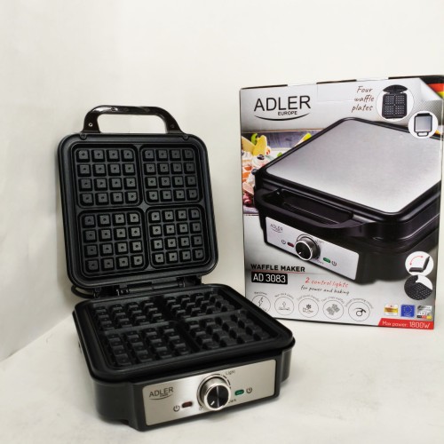 Електрична вафельниця Adler AD 3083 з антипригарним покриттям, регулюванням температури та 1800Вт