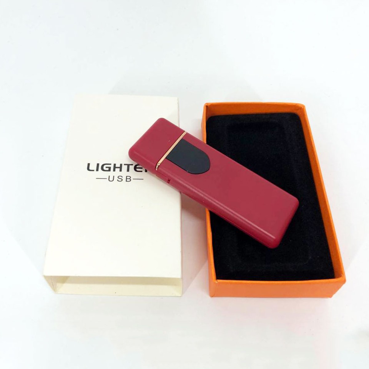 Электрозажигалка USB ZGP ABS, сенсорная зажигалка электрическая спиральная. Цвет: красный (арт. 22758)