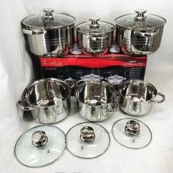 Набір каструль UNIQUE UN-5035 з нержавіючої сталі з товстим дном в 5 шарів з кришками, 12 предметів