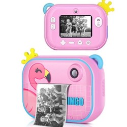 Детский фотоаппарат мгновенной печати YT008 PINK FLAMINGO с поддержкой microSD