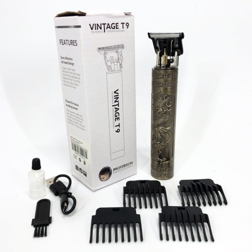 Машинка для стрижки волосся Vintage T9-1 BRONZE 4 насадки