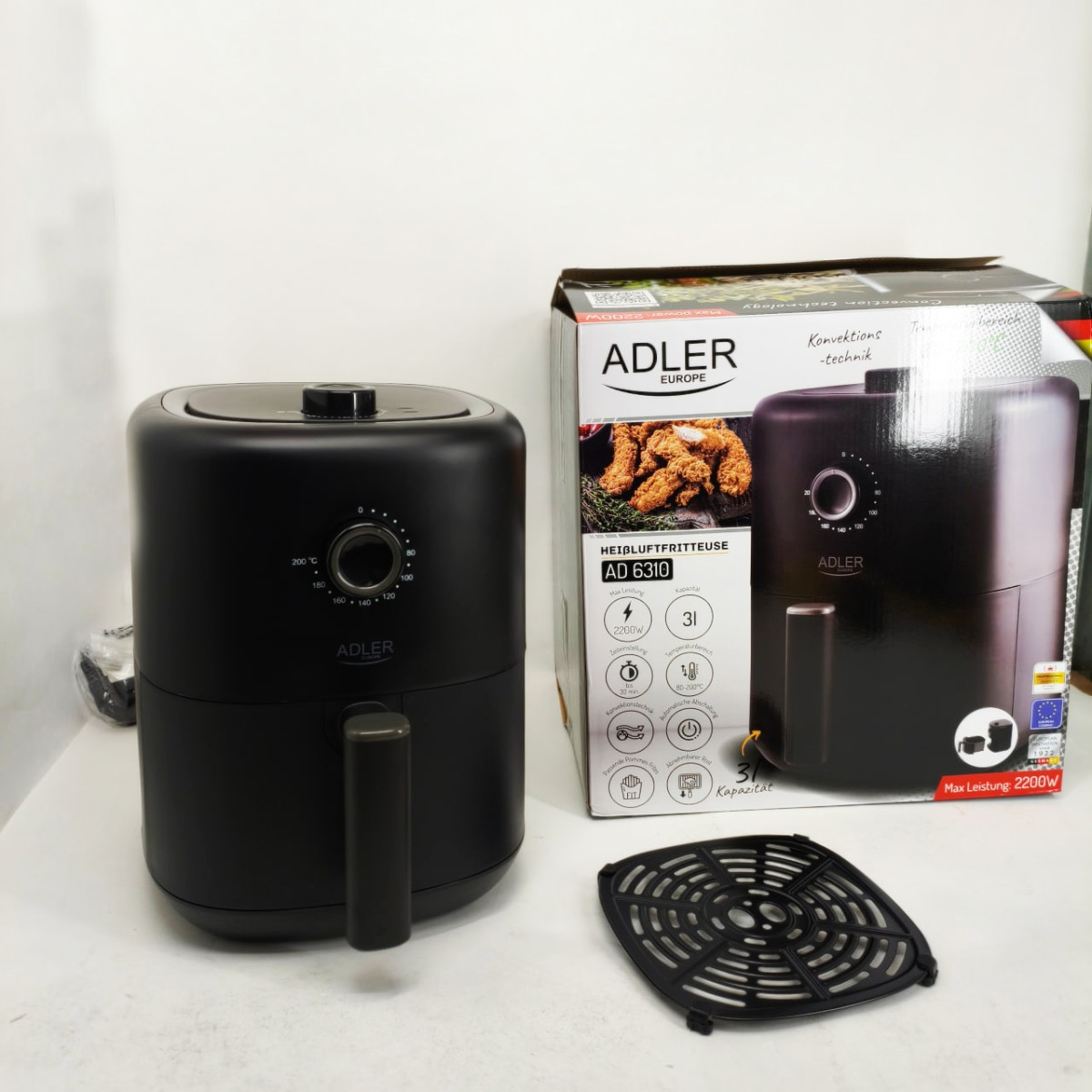 Аэрофритюрница аэрогриль Adler AD 6310 2200Вт 3 литра съемная решетка автоматическое отключение (арт. 14335)