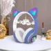 Беспроводные LED наушники с кошачьими ушками CAT STN-28, Стерео наушники с кошачьими ушками. Цвет: синий