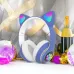 Беспроводные LED наушники с кошачьими ушками CAT STN-28, Стерео наушники с кошачьими ушками. Цвет: синий