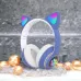 Беспроводные LED наушники с кошачьими ушками CAT STN-28, Стерео наушники с кошачьими ушками. Цвет: синий