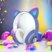 Беспроводные LED наушники с кошачьими ушками CAT STN-28, Стерео наушники с кошачьими ушками. Цвет: синий