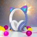 Беспроводные LED наушники с кошачьими ушками CAT STN-28, Стерео наушники с кошачьими ушками. Цвет: синий