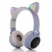 Беспроводные LED наушники с кошачьими ушками CAT STN-28, Стерео наушники с кошачьими ушками. Цвет: синий