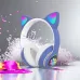 Беспроводные LED наушники с кошачьими ушками CAT STN-28, Стерео наушники с кошачьими ушками. Цвет: синий