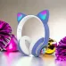 Беспроводные LED наушники с кошачьими ушками CAT STN-28, Стерео наушники с кошачьими ушками. Цвет: синий