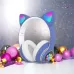 Беспроводные LED наушники с кошачьими ушками CAT STN-28, Стерео наушники с кошачьими ушками. Цвет: синий