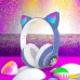 Беспроводные LED наушники с кошачьими ушками CAT STN-28, Стерео наушники с кошачьими ушками. Цвет: синий