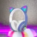 Беспроводные LED наушники с кошачьими ушками CAT STN-28, Стерео наушники с кошачьими ушками. Цвет: синий