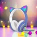 Беспроводные LED наушники с кошачьими ушками CAT STN-28, Стерео наушники с кошачьими ушками. Цвет: синий