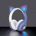 Беспроводные LED наушники с кошачьими ушками CAT STN-28, Стерео наушники с кошачьими ушками. Цвет: синий