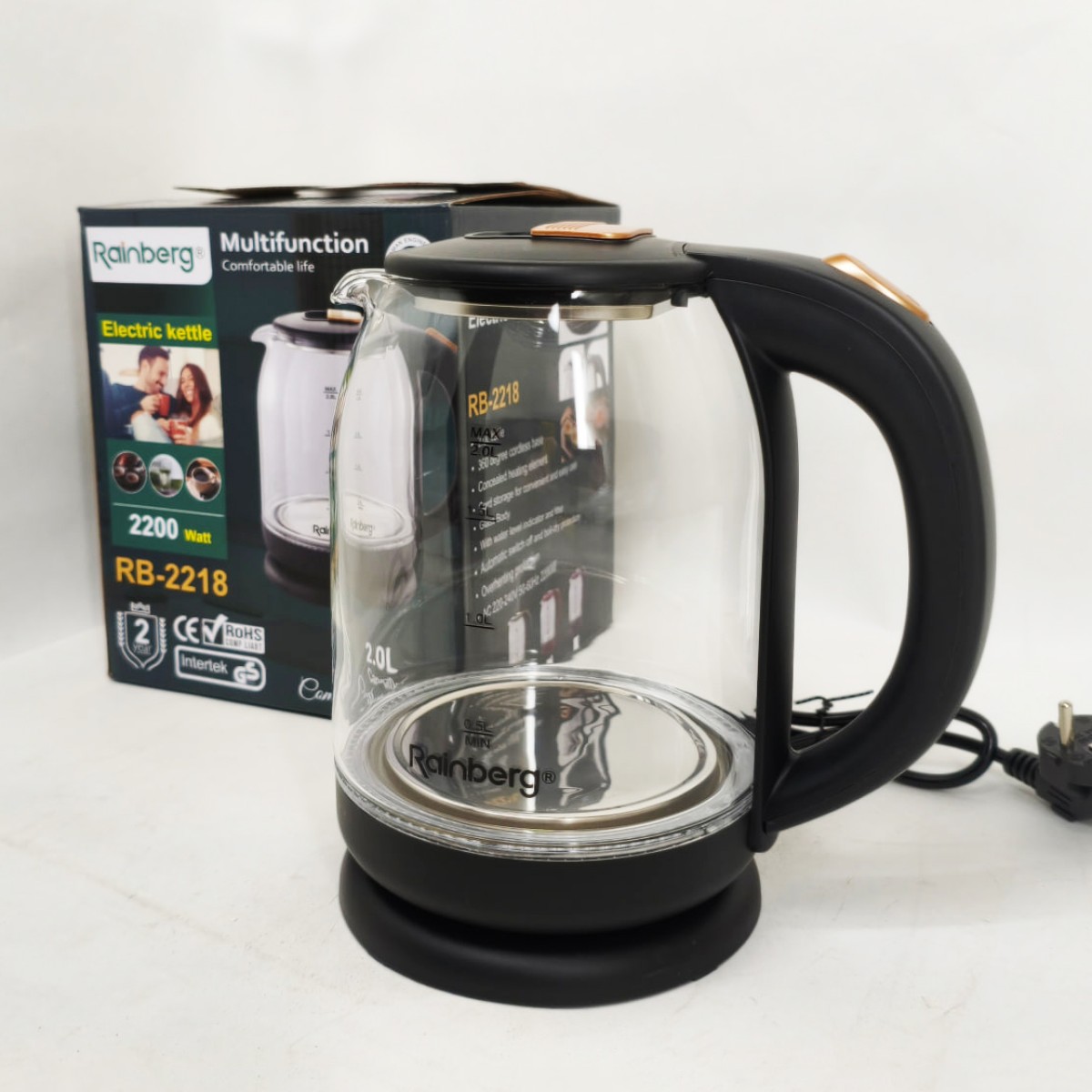 Электрочайник Rainberg RB-2218 3200Вт 2л Black (арт. 26593)