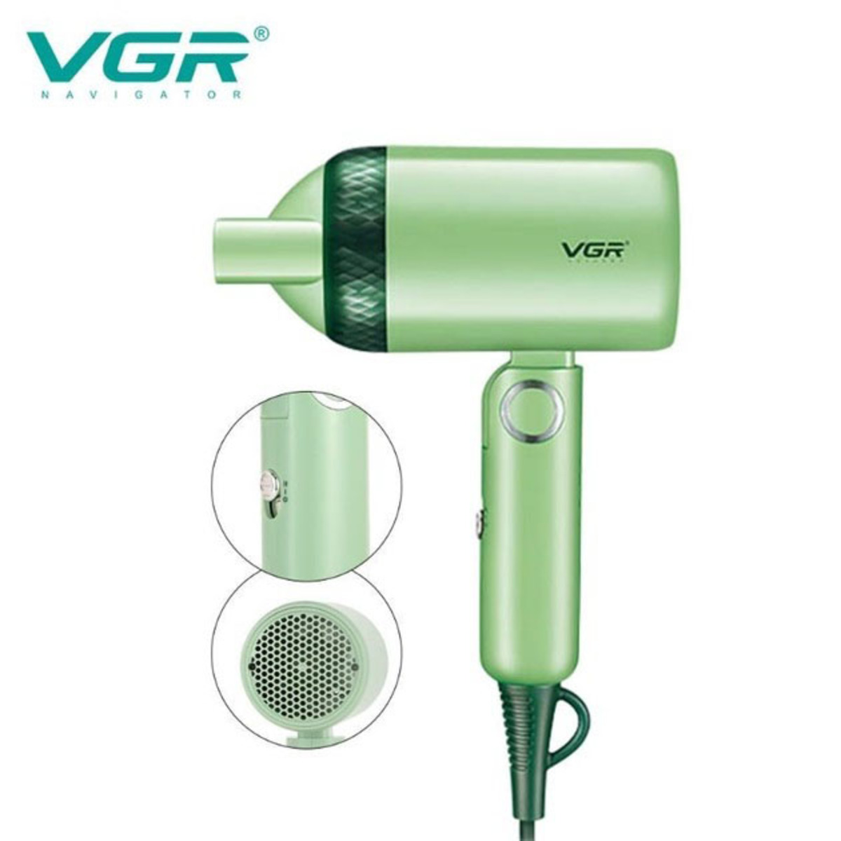 Дорожный складной фен VGR V-421 1200 Вт для сушки укладки волос электрофен, Фен для волос с режимами (арт. 12610)