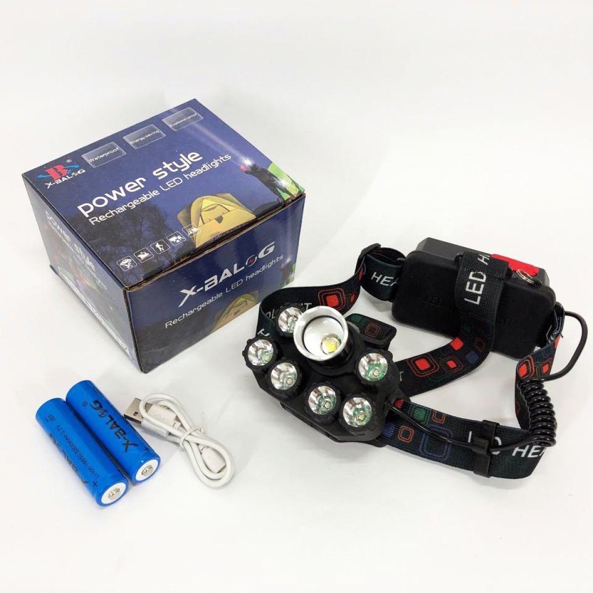 Яркий светодиодный налобный фонарь Bailong Police BL-T78 5 led белый, налобный фонарик с usb зарядкой (арт. 11927)