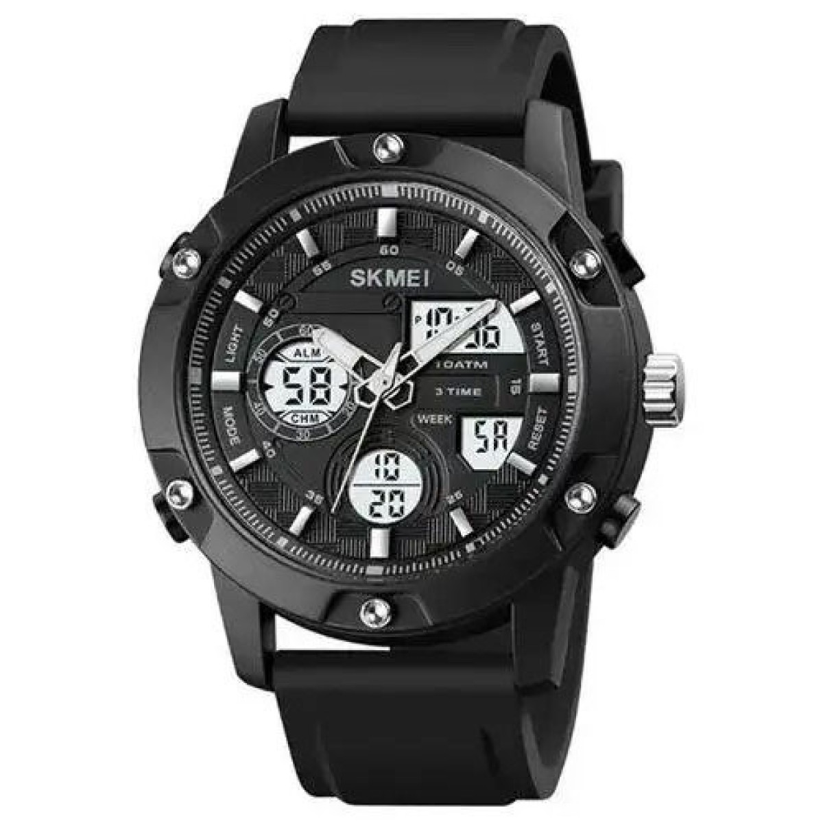 Часы наручные мужские SKMEI 1757BKWT BLACK-WHITE, армейские часы противоударные. Цвет: черный (арт. 12126)