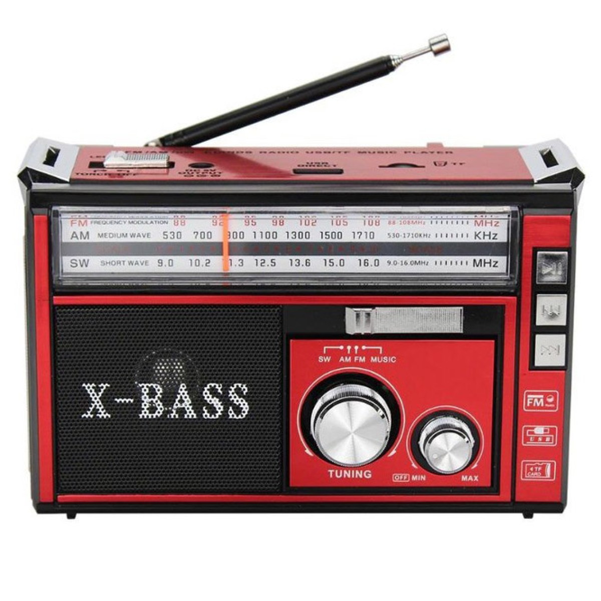Радиоприёмник портативное радио Golon RX-381 аккумуляторный ретро колонка usb sd mp3 fm. Цвет: красный (арт. 13140)