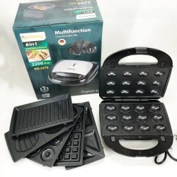 Мультимейкер бутербродница 6 в 1 Rainberg RB-2276 съемные формы с антипригарным покрытием 2200 Вт