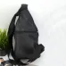 Стильная мужская сумка - бананка, слинг нагрудная из натуральной кожи на молнии чёрная