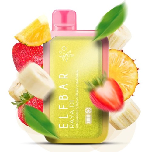 Elf Bar RAYA D1 5% 13000. Ананас Полуниця Банан (Pineapple Strawberry Banana)
