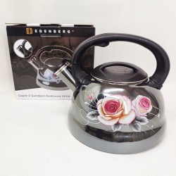 Эмалированный чайник Edenberg EB-12610 со свистком и антипригарным покрытием 3л Flowers