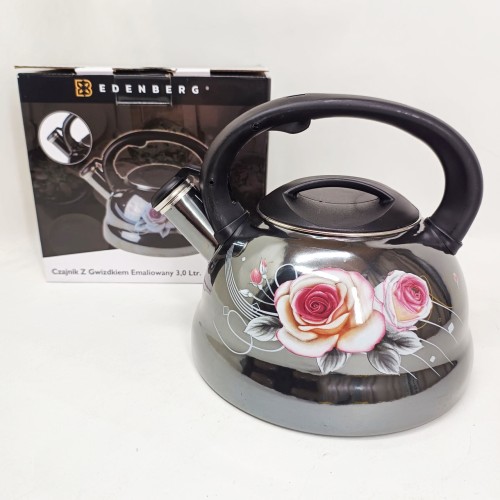 Емальований чайник Edenberg EB-12610 зі свистком та антипригарним покриттям 3л Flowers