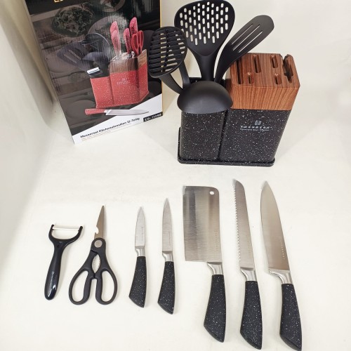 Набір кухонних ножів Edenberg EB-11098 із 12 предметів на стійці Black