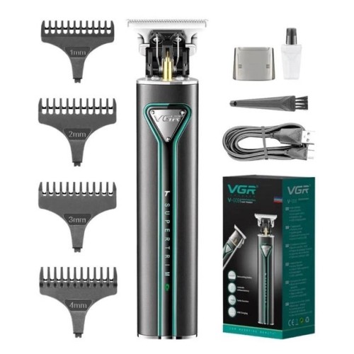 Професійна акумуляторна машинка для стрижки VGR V-009 тример для бороди та вусів. Колір: зелений