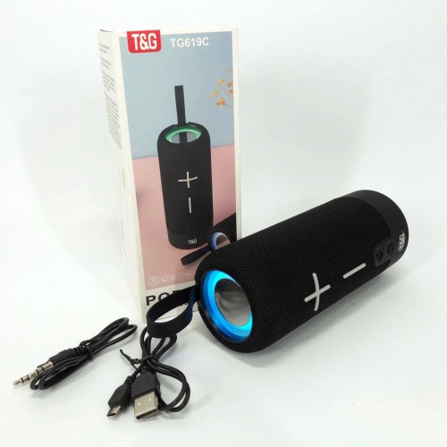 Портативная Bluetooth колонка TG619C FM-радио USB/TF с ремешком, Колонка для музыки. Цвет: черный