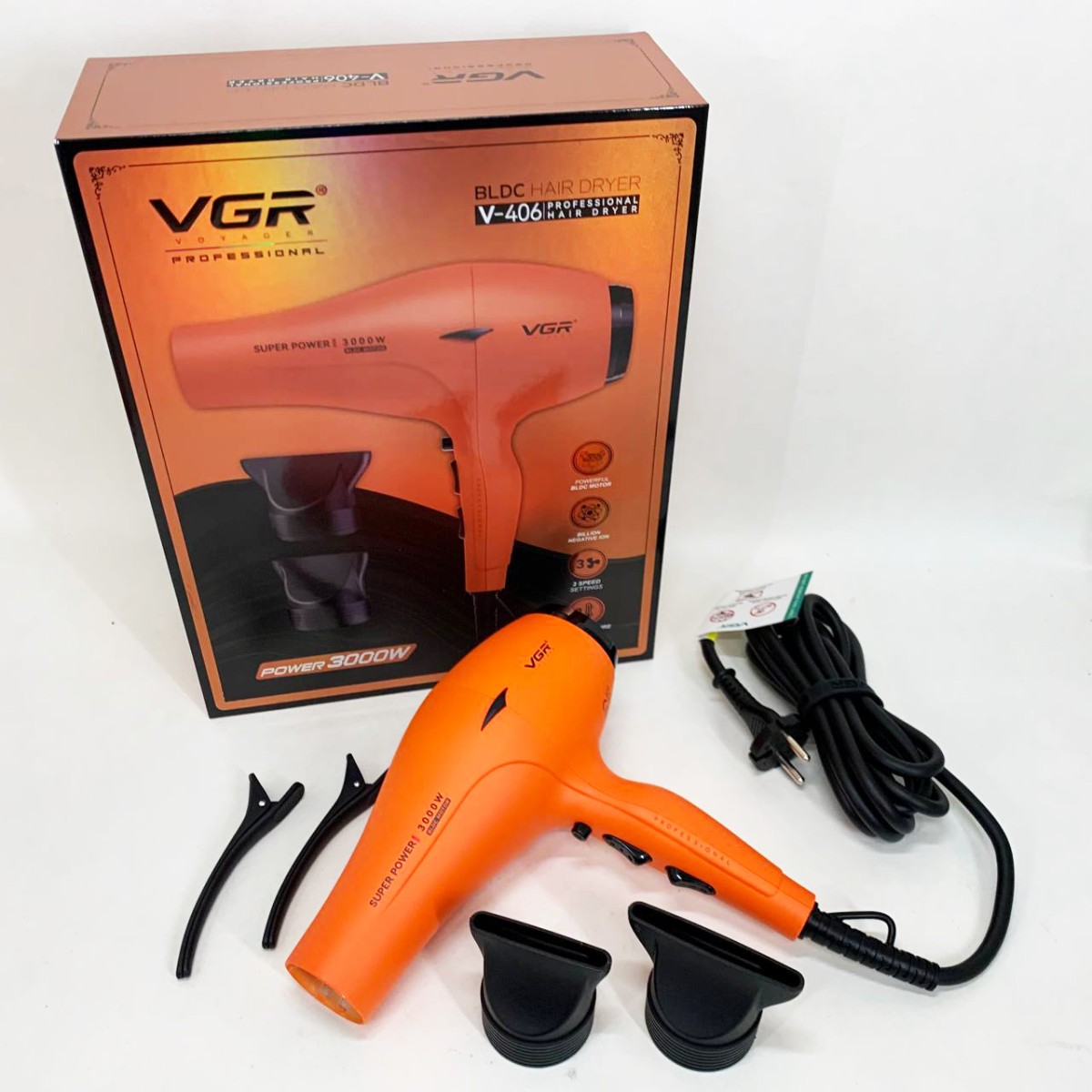 Фен VGR V-406 ORANGE 3000Вт (арт. 14199)