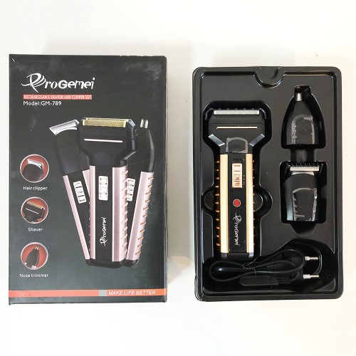 Електрична бритва Gemei GM-789, 3 насадки, Чоловіча електробритва для гоління бездротова електробритва
