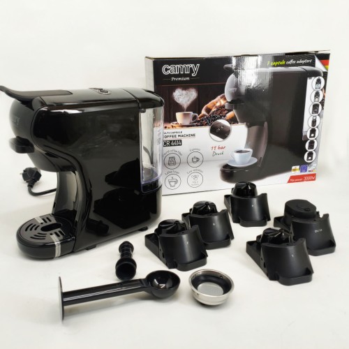 Капсульна кофемашина Camry CR 4414 3000Вт рожкова для меленої кави та 5 адаптерів для капсул Black