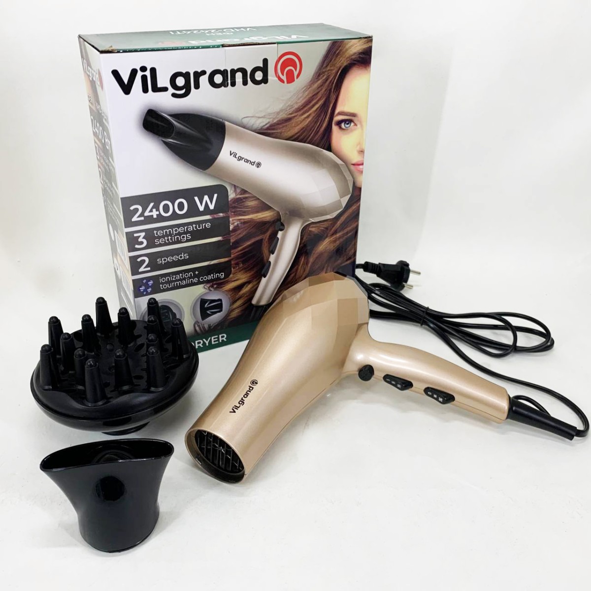 Фен VILGRAND VHD 2424TI. Цвет: бежевый (арт. 13756)