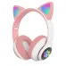Беспроводные наушники с кошачьими ушками и RGB подсветкой Cat VZV 23M. Цвет: розовый