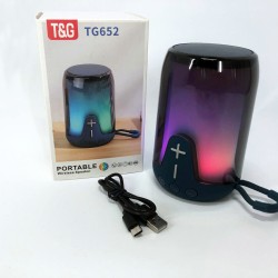 Аккумуляторная переносная колонка TG652 5W с RGB подсветкой и ремешком, блютуз колонка. Цвет: синий