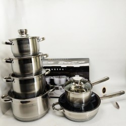 Набор посуды с крышками Edenberg EB-4080 из нержавеющей стали 12 предметов 2.1л-6.5л