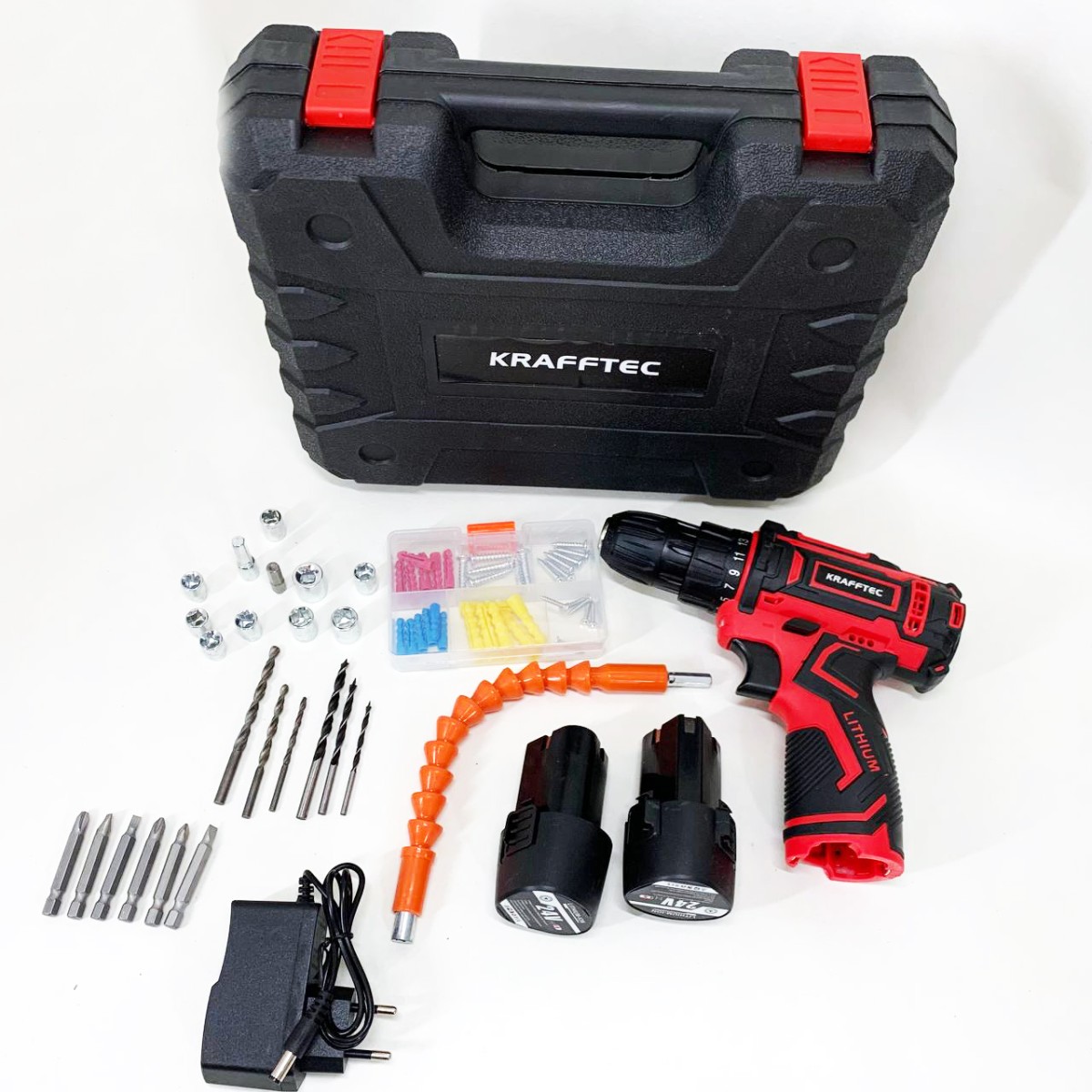 Акумуляторний шуруповерт із насадками KRAFFTEC 24V (арт. 23490)