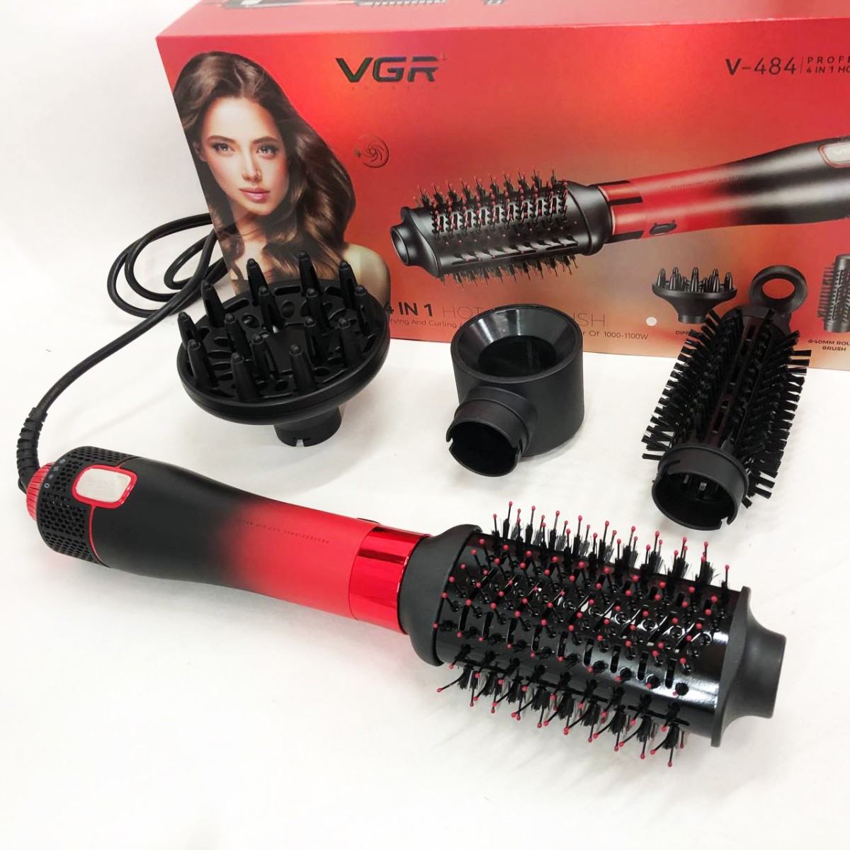 Фен-щетка стайлер VGR V-484 4 в 1. Цвет: красный (арт. 13496)